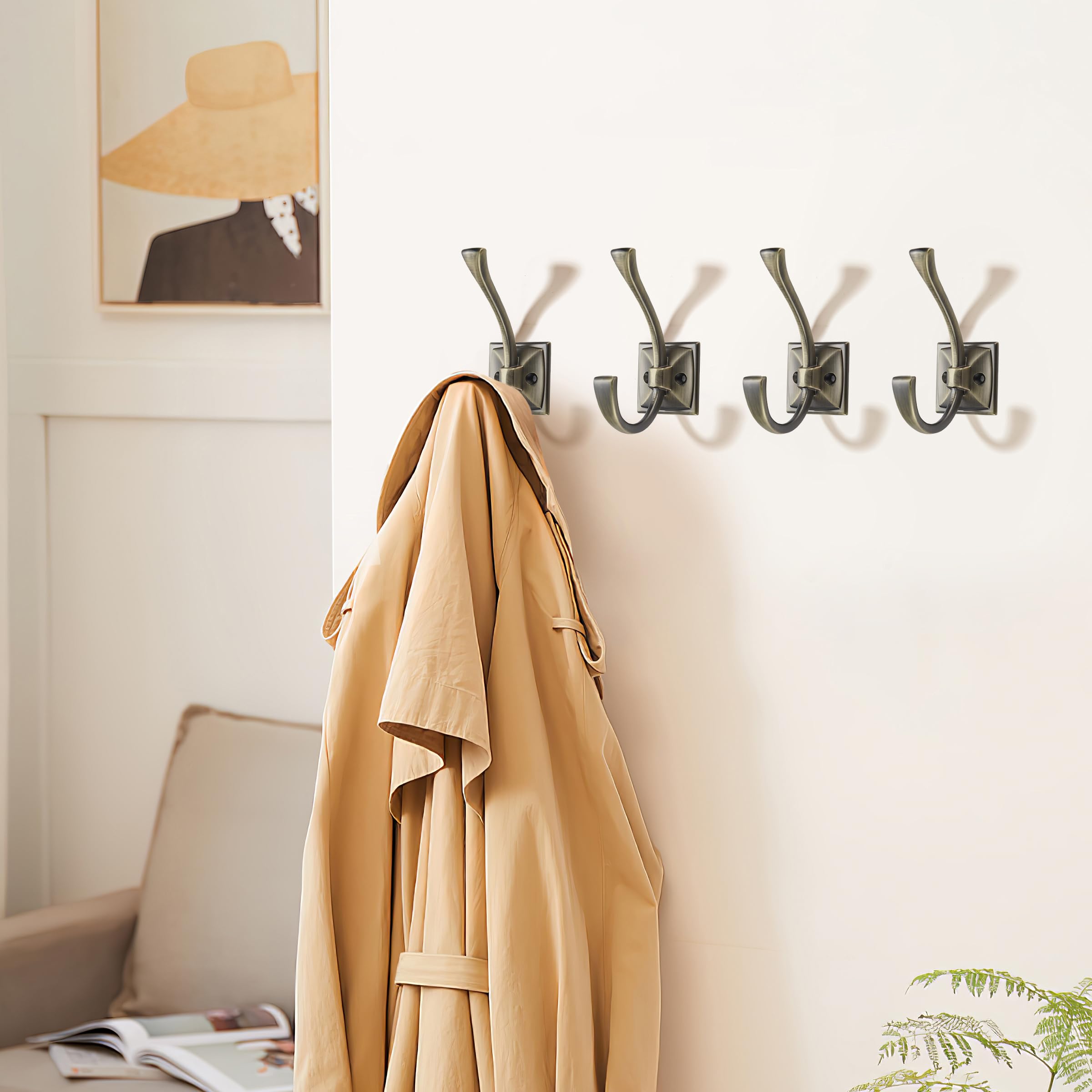 KHTUMEWARE-HOOK Antique Brass Coat/Robe Hooks 2-Pack in Antique Brass — KHTUMEWARE