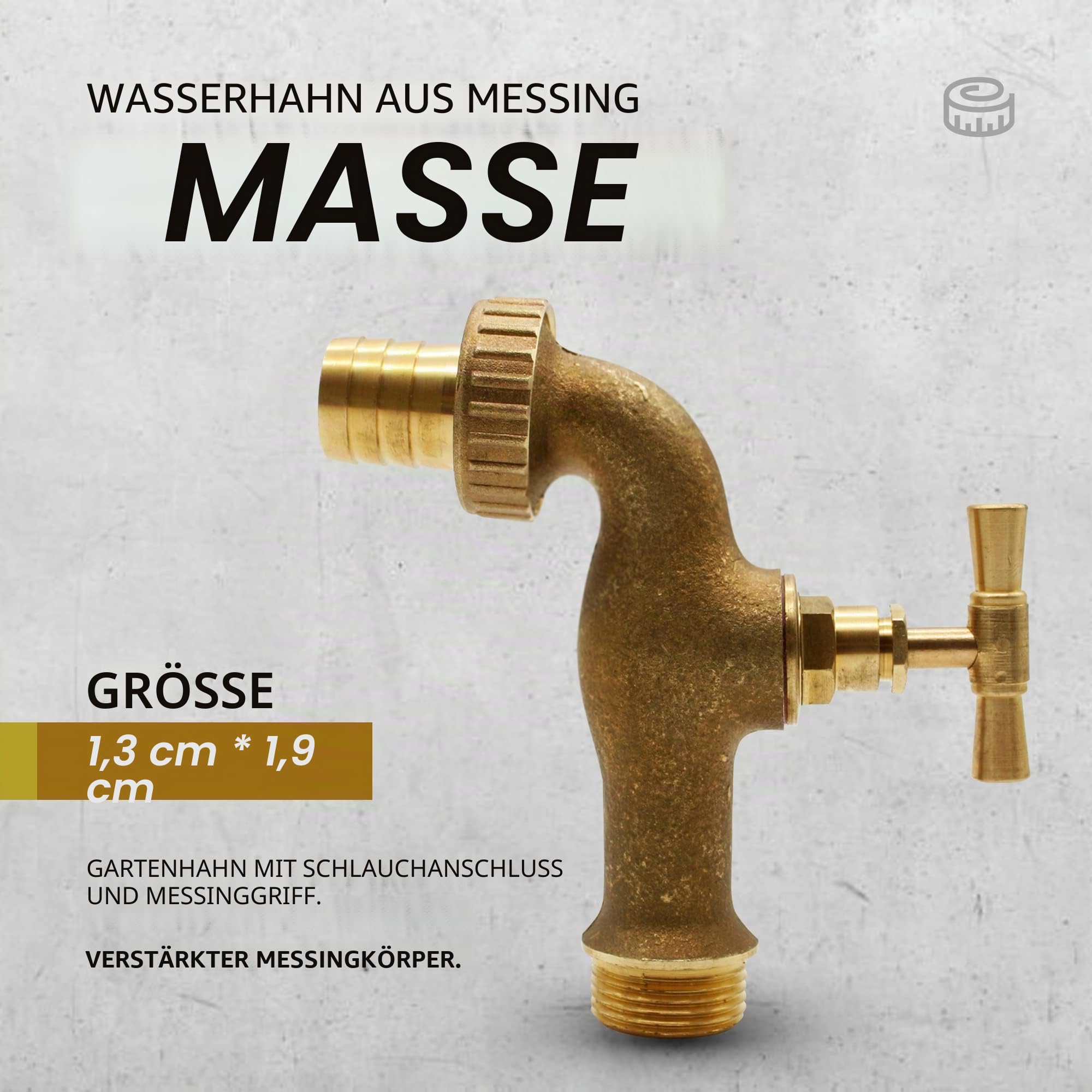 DOJA Barcelona | Messing-Gartenhahn mit Schlauchanschluss für den Außenbereich | 1/2" X 3/4", für Gartenwerkzeuge, Gartenmauer, Wassertank, automatischer Wasserzeitschalter, Wasserfilter