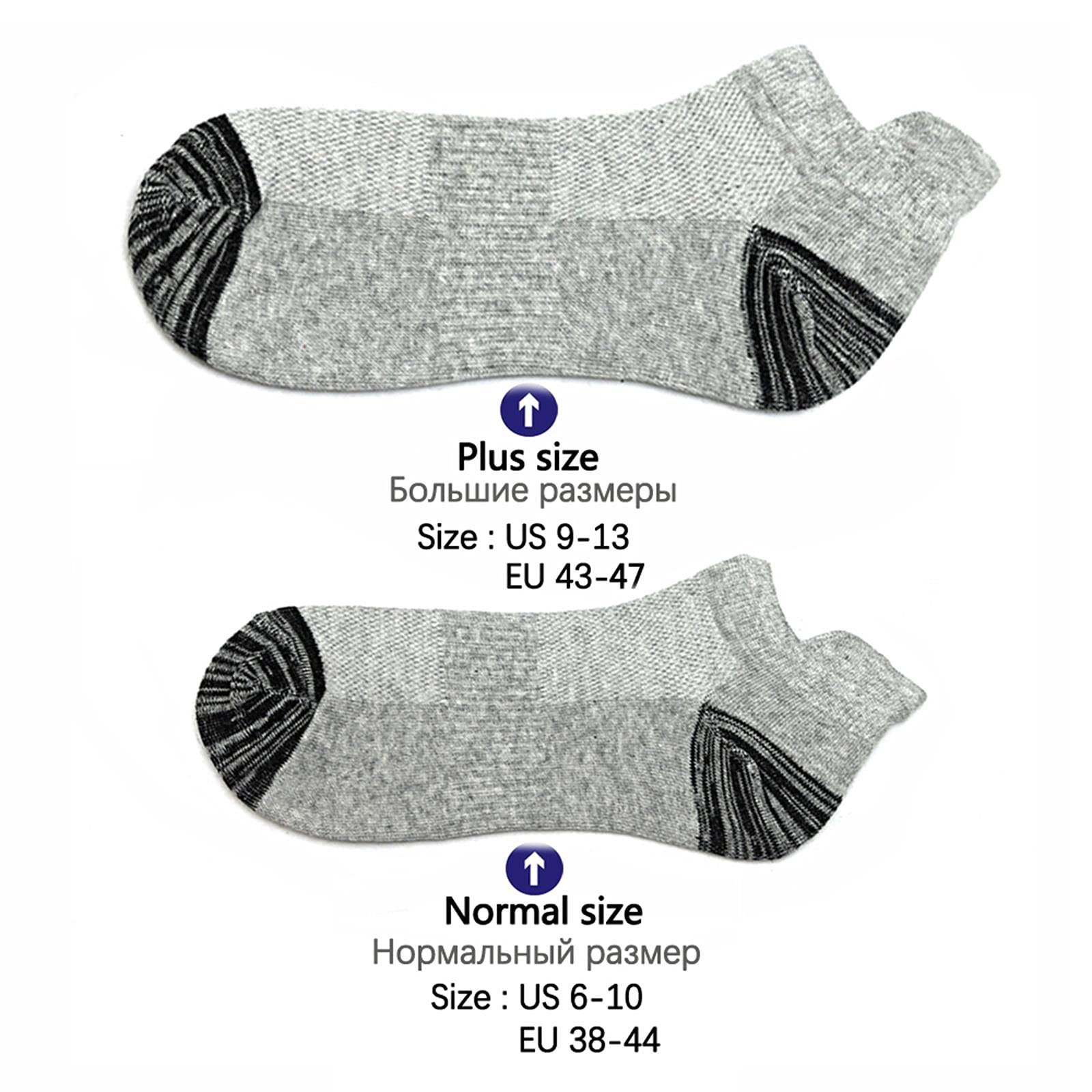 UKKO Calcetines de Hombre 10 Parejas para Hombre Calcetines De Tobillo Atlético Acolchado Algodón Bajo Calcetín Corto Corto-5 Grey 5 White,EUR 38-44 (Us 6-10)