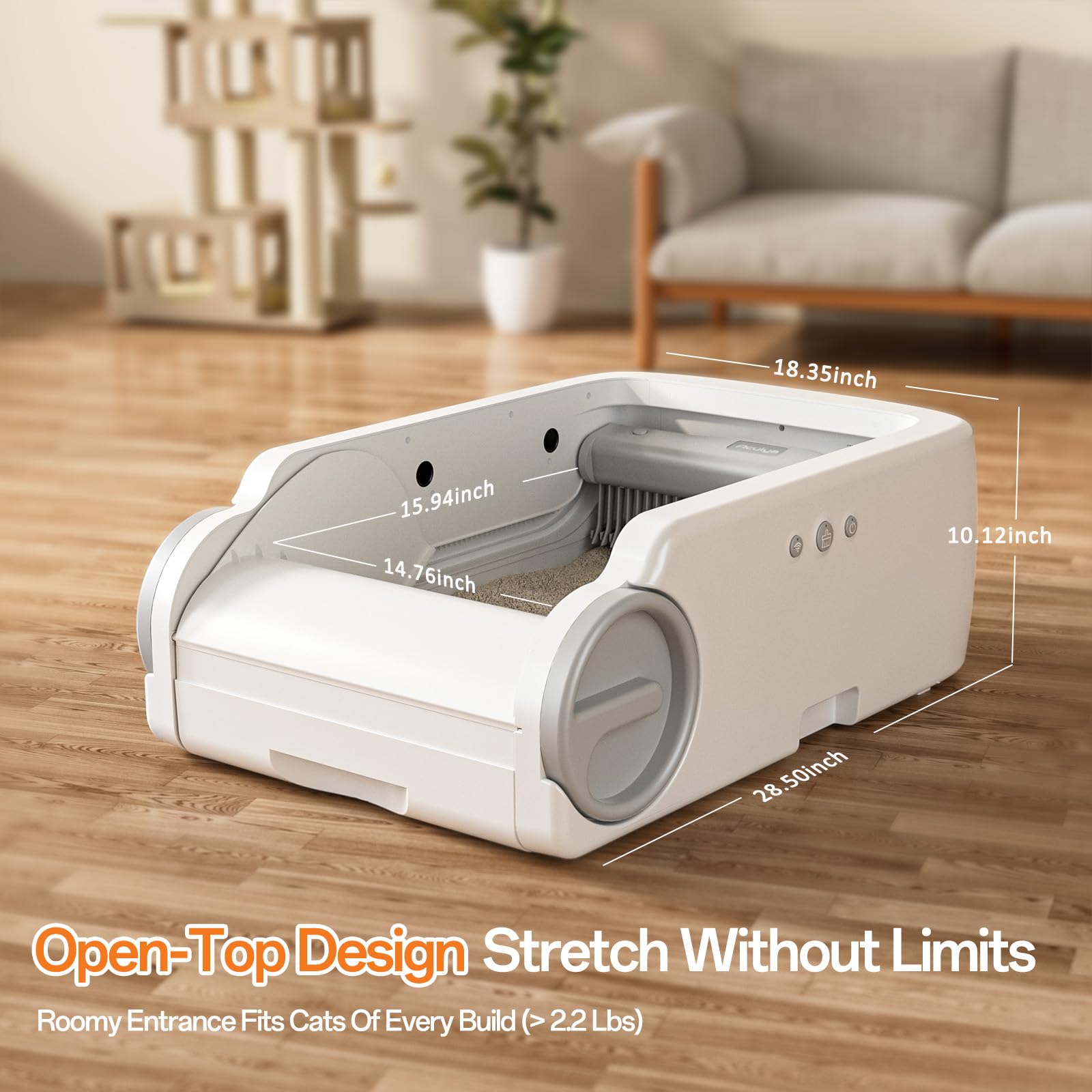 Aculya Life Open-Top Automatic Litter Box Self Cleaning Cat Litter Box Self-Cleaning Robot for Large Cats with Safety Sensors and APP Control - image 2