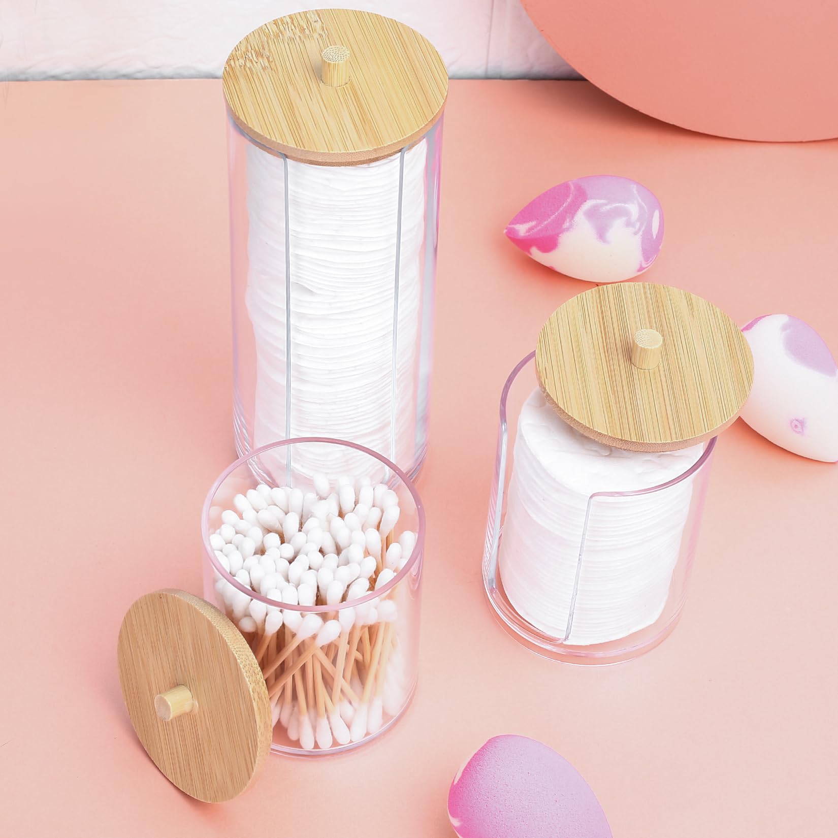 3pcs Dispensador de Algodón Desmaquillantes, Caja Organizador de Maquillaje, Contenedor Soportes Organizador Baño, Caja de Hisopos de , de Almohadillas Bolas de Algodon Cosméticos