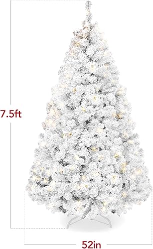 Miniatura 42 de Best Choice Products Árbol de Navidad rosa preiluminado de 6 pies, abeto completo con nieve artificial, decoración navideña con 250 luces, 928