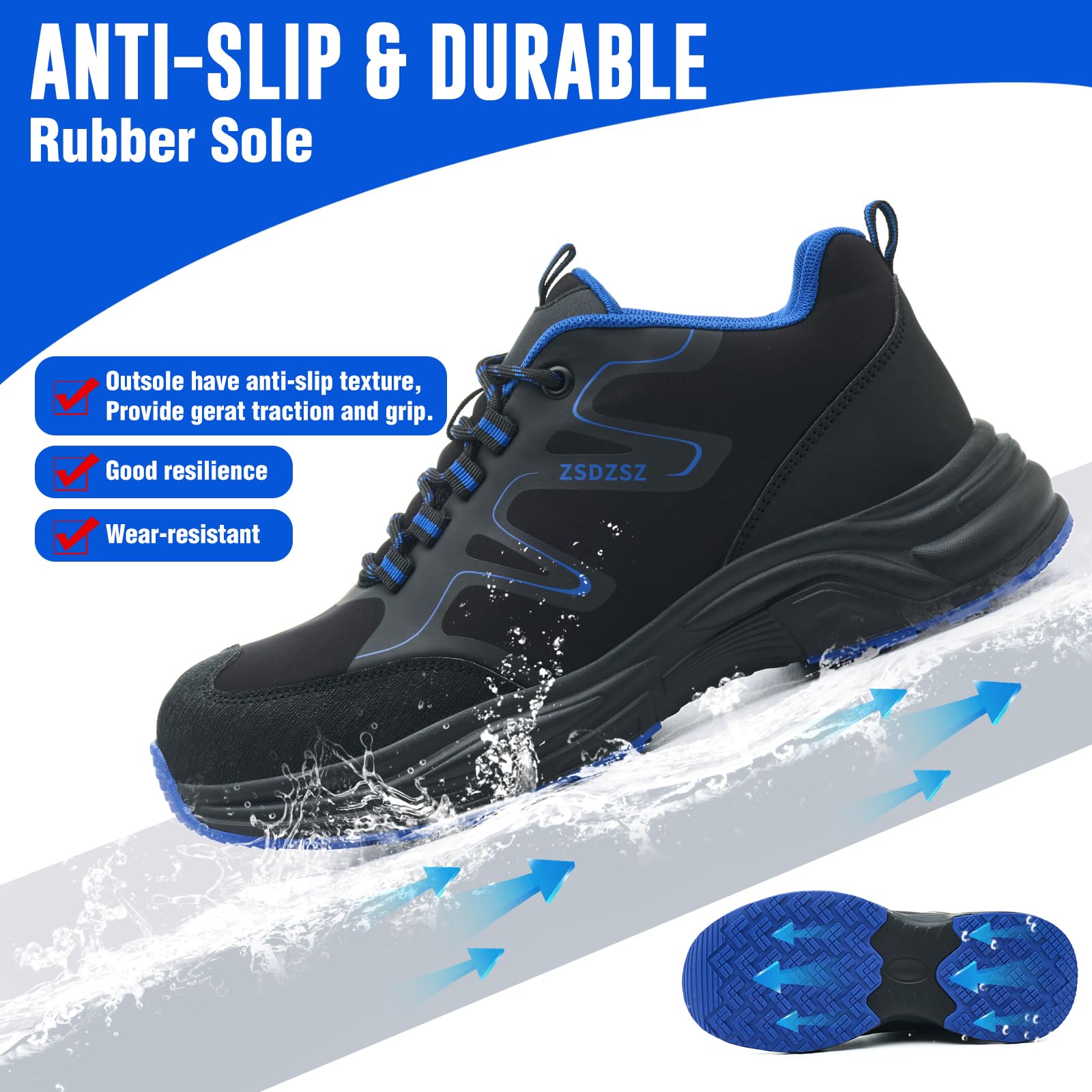 Chaussures de Sécurité Hommes Légère Chaussures de Travail Femme Confortable Respirantes Basket de Securite Embout Acier Antidérapante Chaussure de Chantier
