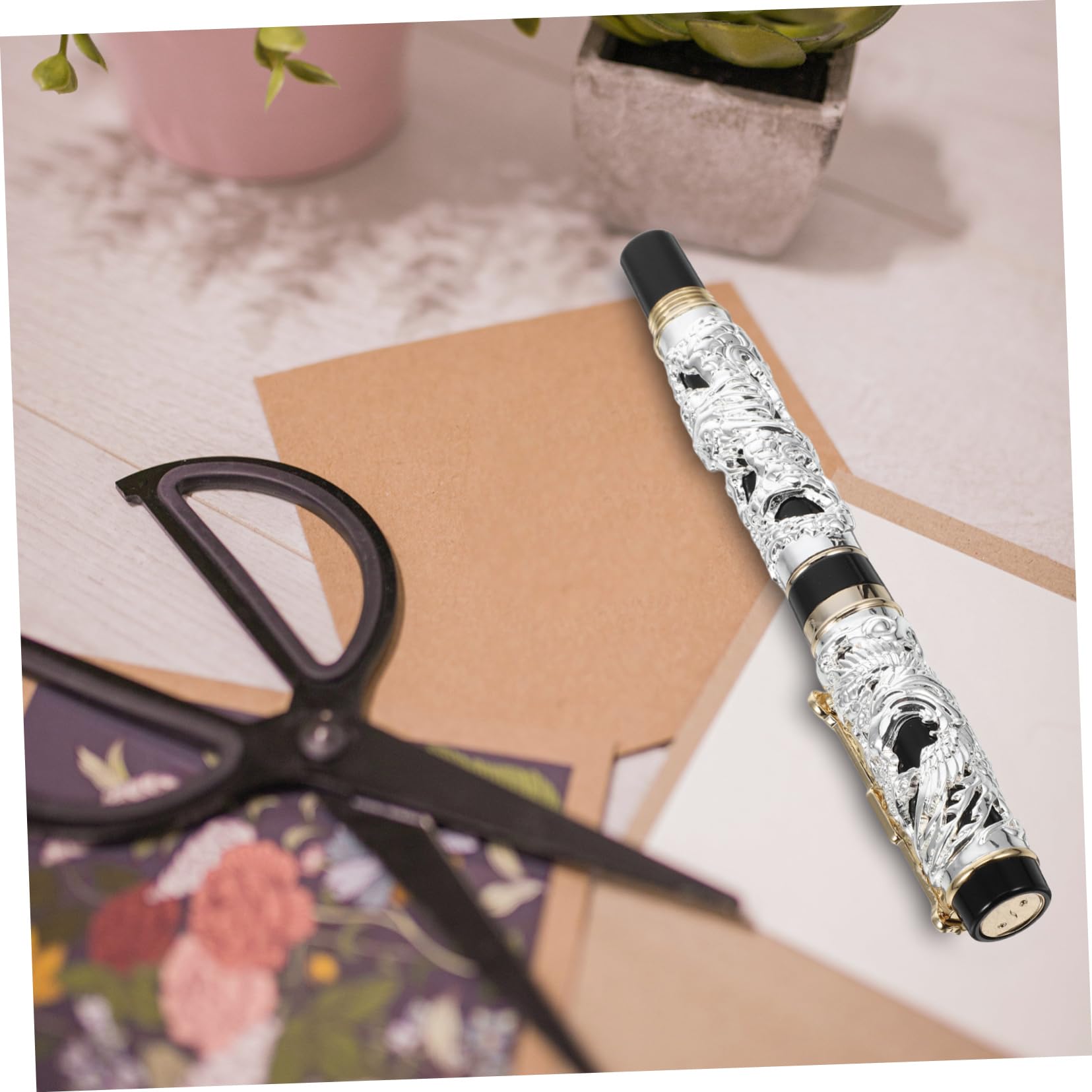 SEWACC Stylo Plume Dragon et Vintage Alliage de Zinc Stylo Calligraphie Chinois pour Dessin et Signature Pointe Fine pour Artistes Design Compact et Robuste