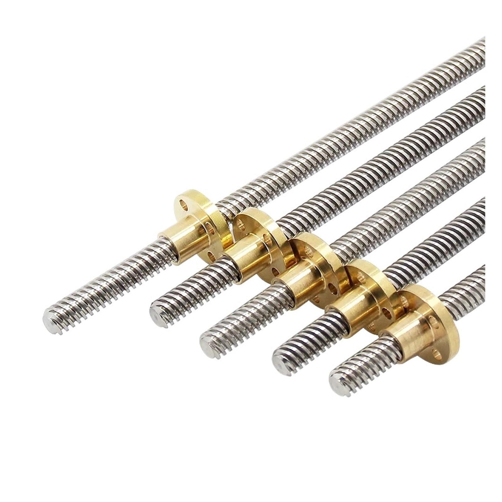 Metal Ball Screw nut 1pc 100 150 200 250 300 350 400 450 500 550mm T12 Stainless Steel Trapezoidal Screw Lead Screw with Brass Nut(500mm)