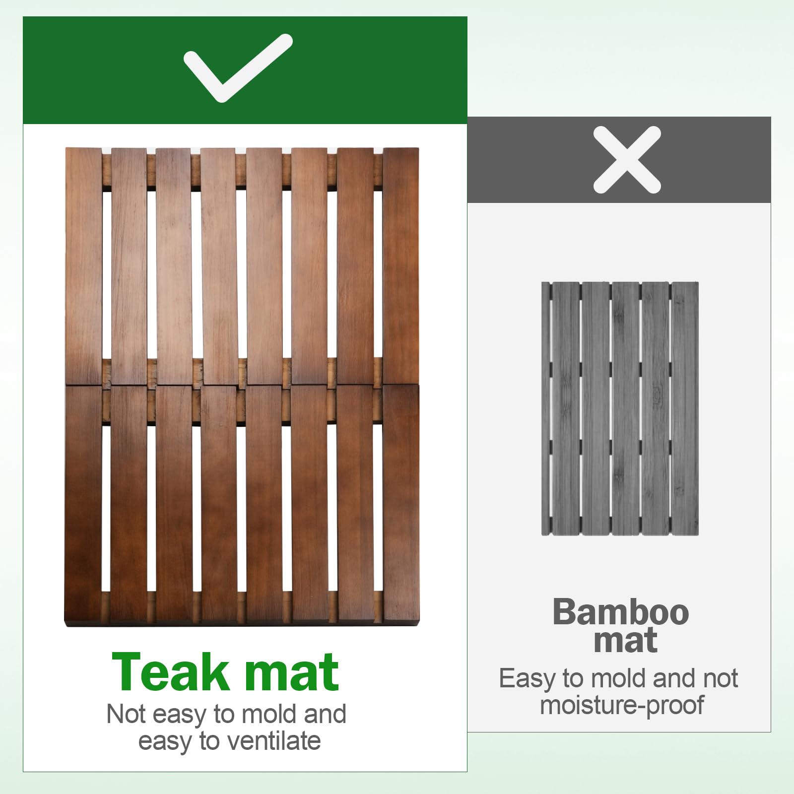 Teak-Duschmatte Faltbar – Rutschfeste Holzmatte Für Bad, Sauna & Pool (59x41 Cm)