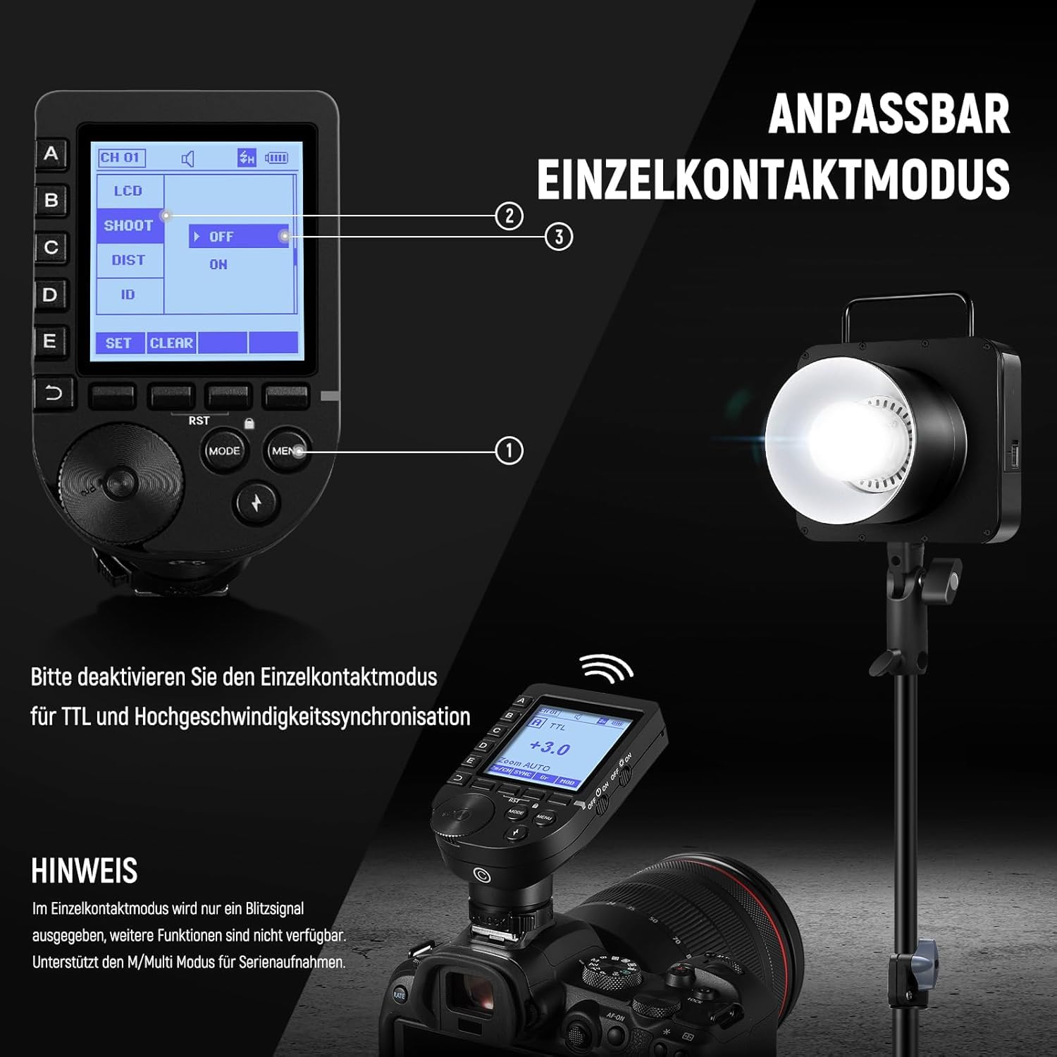 NEEWER Q4 400W Blitzblitz 2,4 G TTL und QPRO C Auslöser kompatibel mit Canon, 1/8000HSS/30W Einstelllampe/400 volle Leistung/0,01–1,2s Recycling/21,6V 2800mAh Akku für Hochzeitsfotografie im Freien