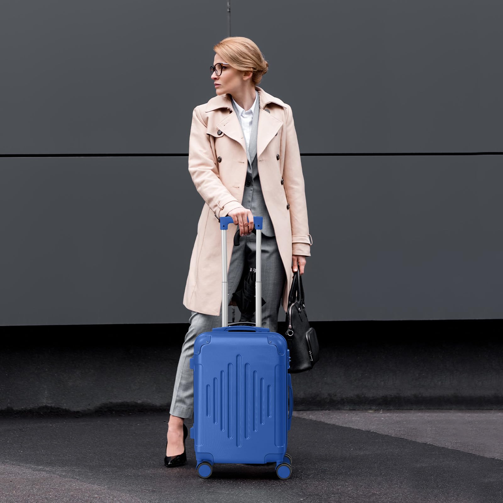 LALAHO Valise Grande Taille Rigide en ABS, 4 roulettes Spinner, Coins Renforcés, Serrure à Combinaison, Poignée Télescopique - Bagage Soute (Azur, XL/75cm)