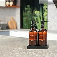 Vista 3 de Juego de dispensador de jabón ámbar Prus Waso, dispensador de jabón para fregadero de cocina con bomba de acero inoxidable negro, perfecto