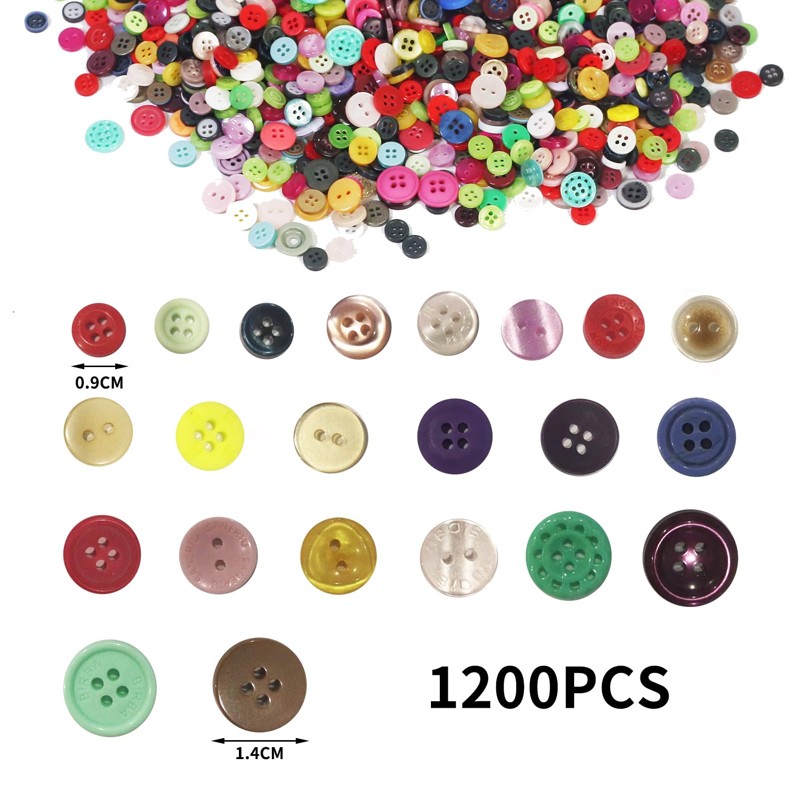 MOSTFUN 1200 Pcs Mixed Colorful Craft Buttons, 2/4 Holes Round Resin Buttons for Crafting Sewing, DIY Projects - Image 2