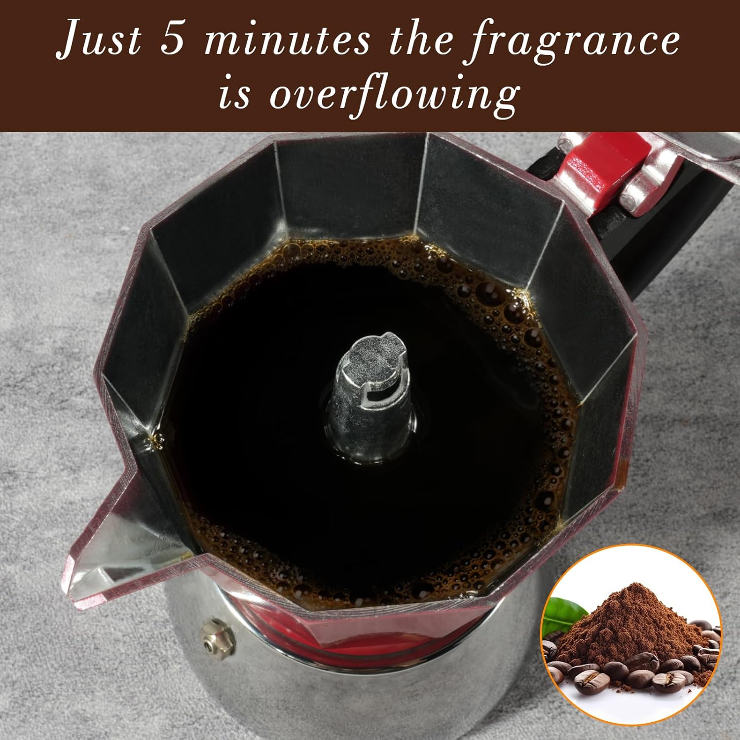 LAOION Stovetop Espresso Maker, 3Cup Moka Pot, Espresso Machine Compatible with Induction Cooktops, 150ml Stainless Steel & Aluminum Cuban Coffee Maker for Cafetera Cubana, Red