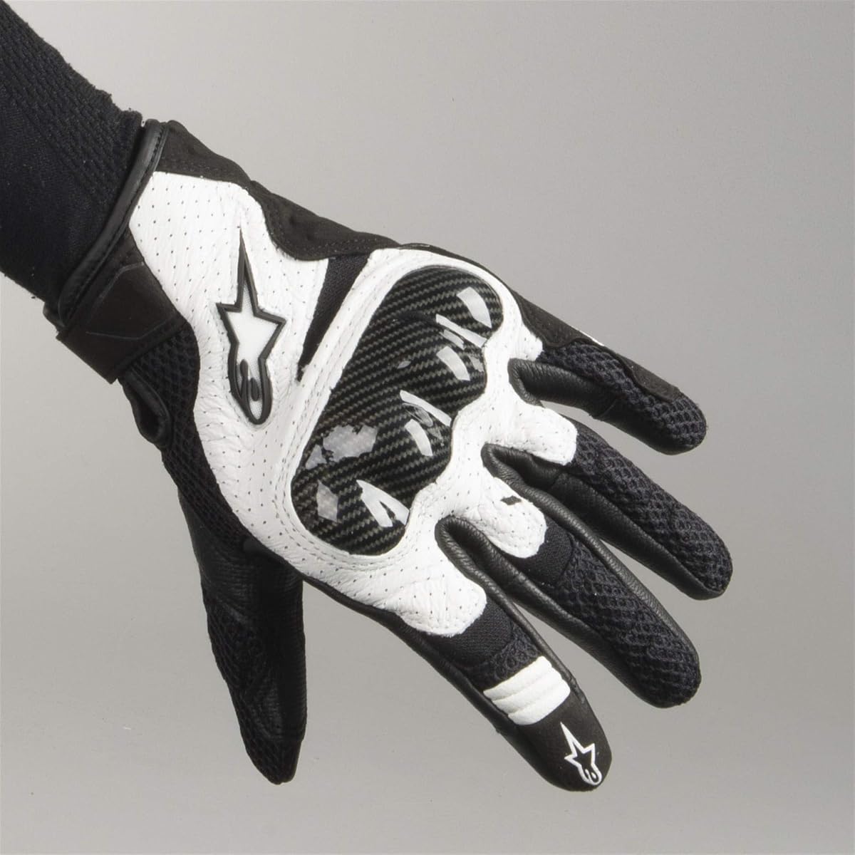 Alpinestars Negro/Blanco Sz L Alpinestars SMX-1 Air V2 Guante De Moto De Cuero Con Ventilación