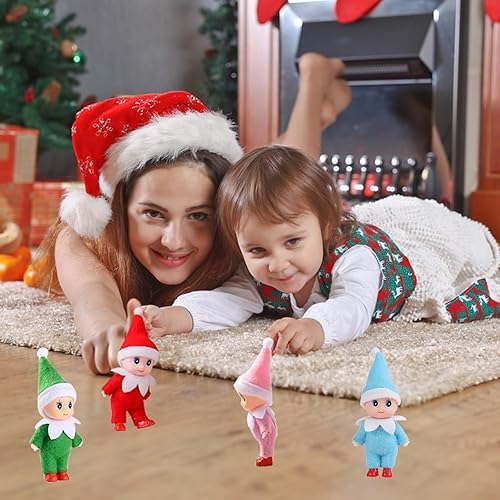 Miniatura 4 de Dokeawo Muñecas pequeñas de elfo coloridas de elfo en miniatura de Navidad para decoraciones de Navidad, rellenos de calcetines, juguetes para