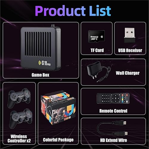 Miniatura 6 de G11 Pro Retro Video Game Console 4K, Retro Game Box with 2 x 2.4G Wireless Controller, 60000+ Classic Games 60+ Simulators, Plug and Play Retro TV