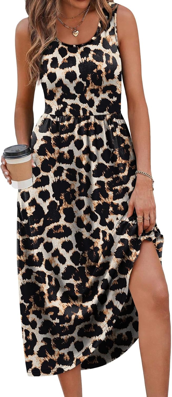 WIHOLL Summer Dresses for Women Flowy Casual Midi Dress Beach Vacation Sundresses with Pockets - Image 4