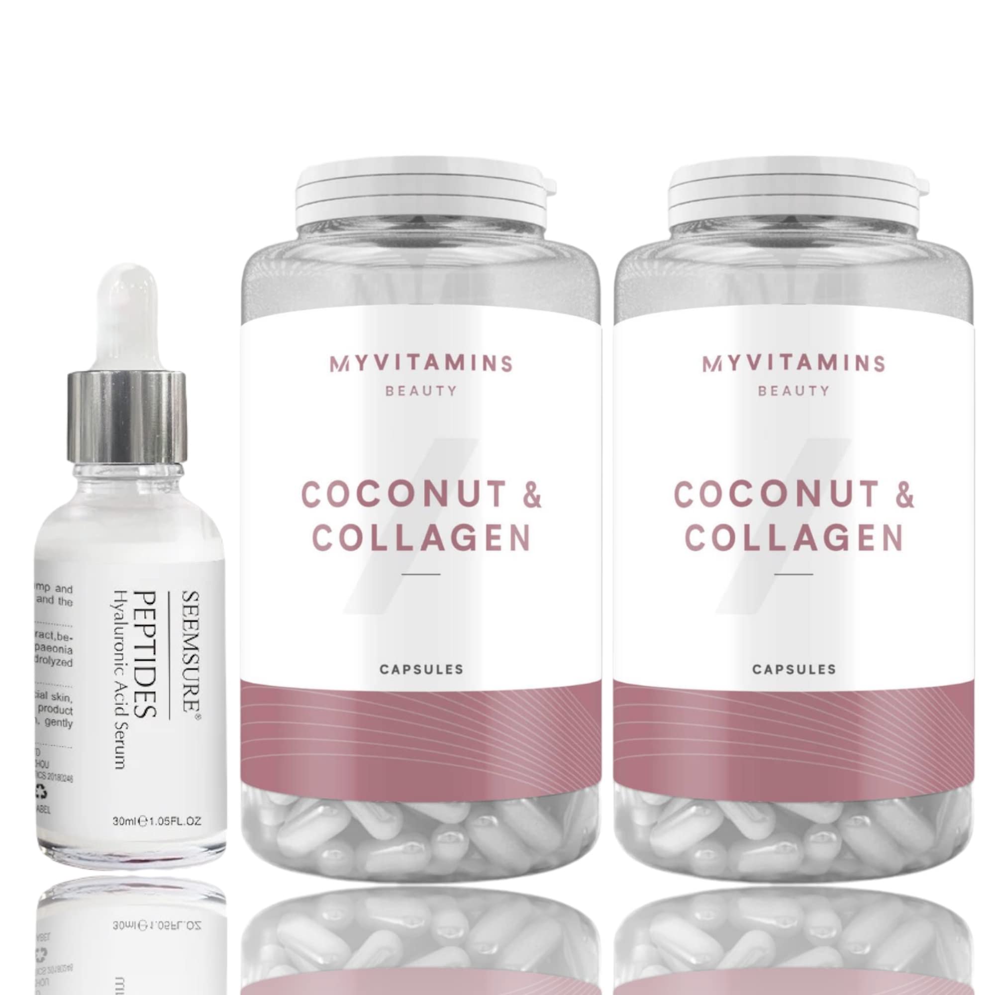 fresh oneMYVITAMINS coconut collagen (2 BOTTLES ::: 2 MONTHS) plus Hyaluronic acid serum to maintains the condition of skin soft and moisturized