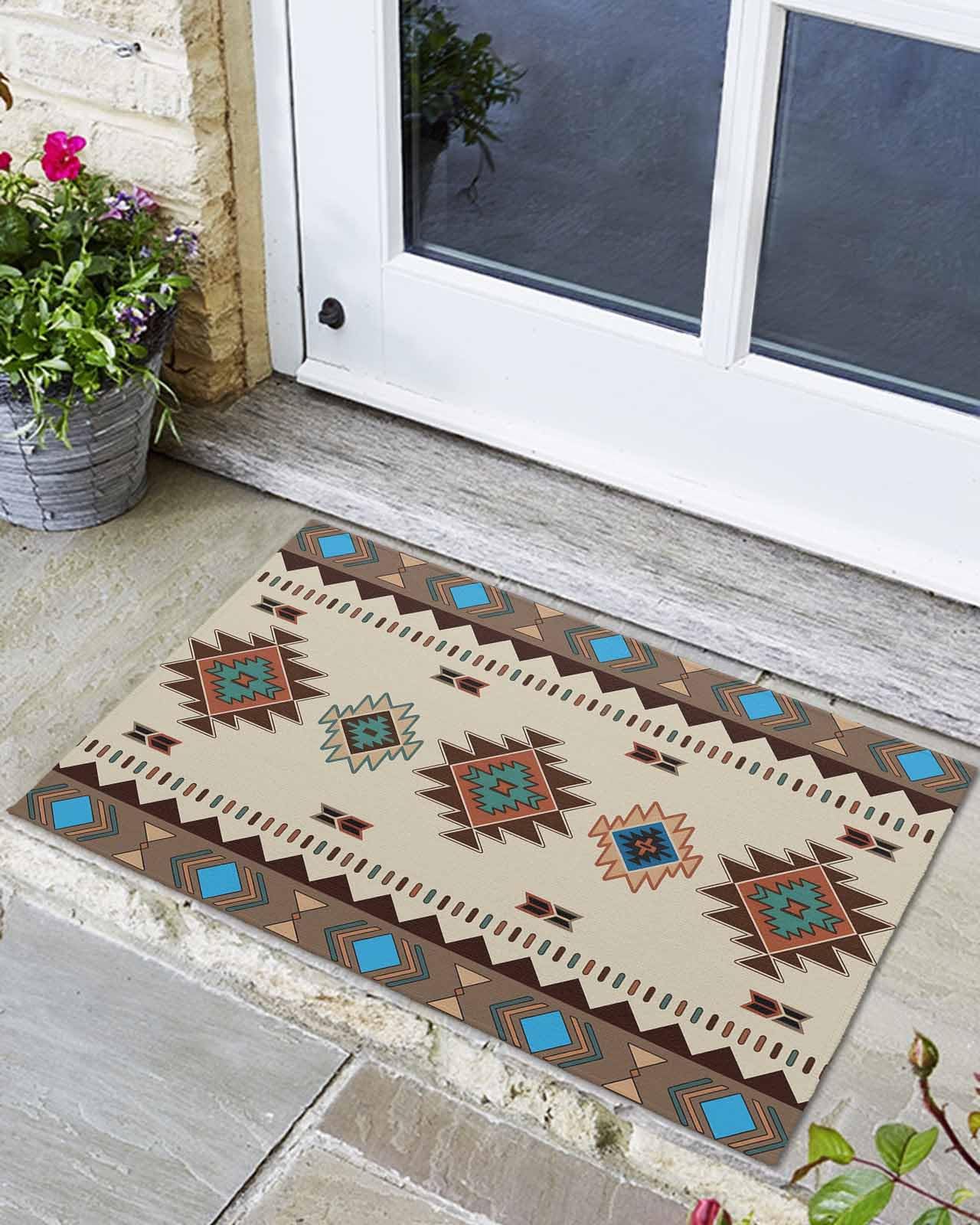 Front Door Mat, Non - Slip Absorbent Door Entry Mats, Doormats Indoor/Outdoor Entrance Small Rugs, Native American Indians of The American Southwest
