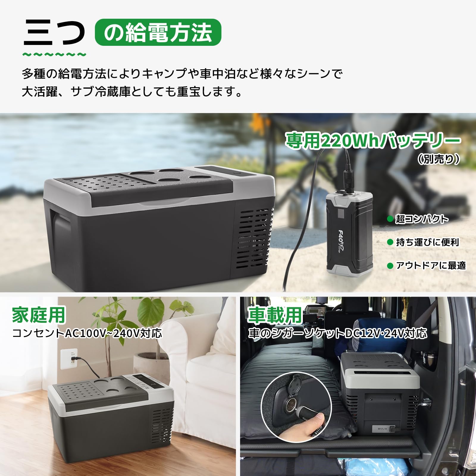 Amazon.co.jp: F40C4TMP ポータブル冷蔵庫 車載冷蔵庫 18L -22℃～10 