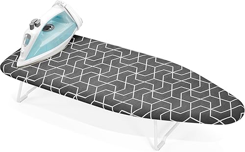 Tabla de planchar pequeña con cubierta resistente al calor, mini tabla de planchar compacta con marco de malla metálica, para dormitorios, aprtment