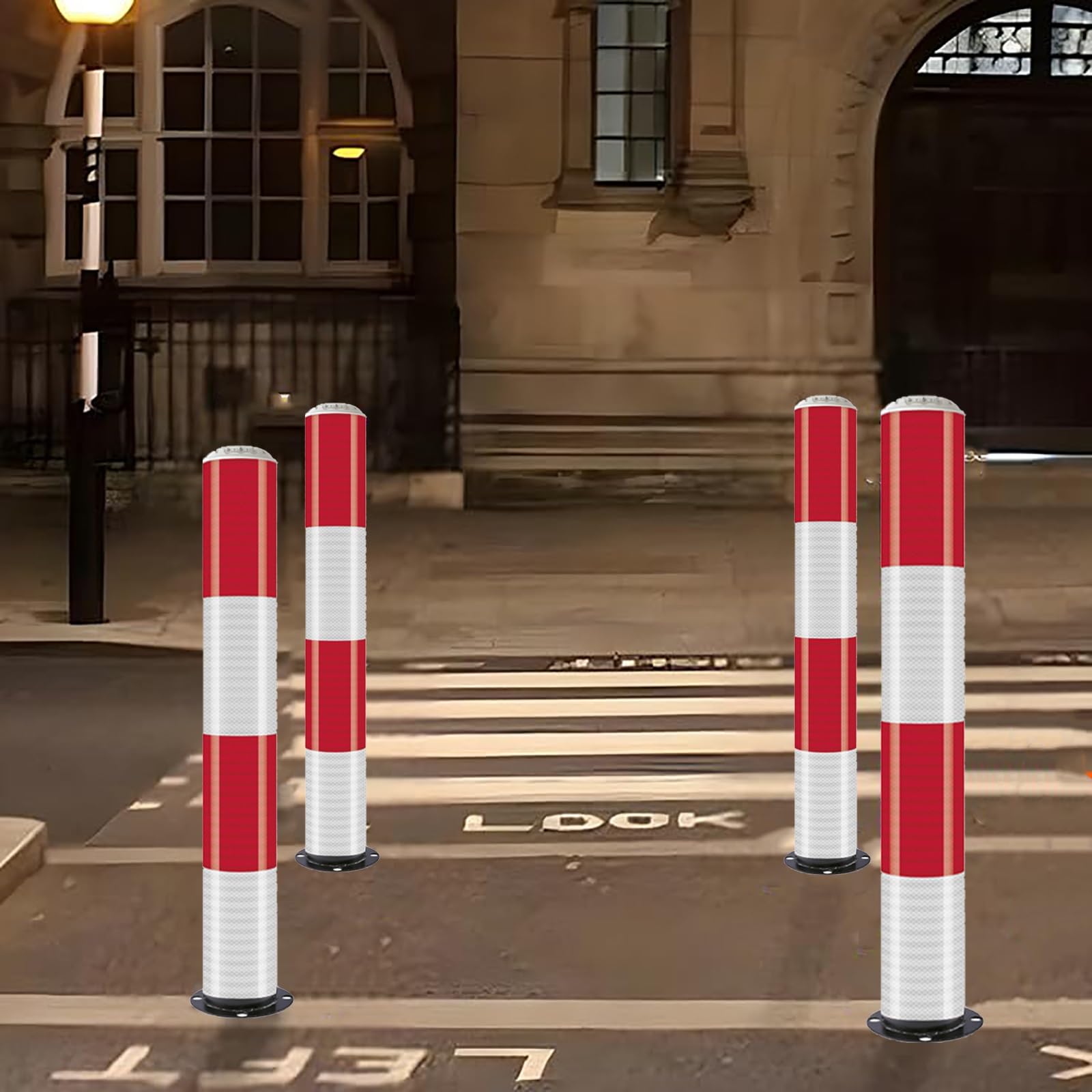 Generico Paletto di Sicurezza Solare Intelligente con luci a LED, Design Riflettente, palo in Tubo d'Acciaio, barriera di parcheggio per Il Controllo del Traffico, Confezione da 2 Verde, 100 cm/39,4