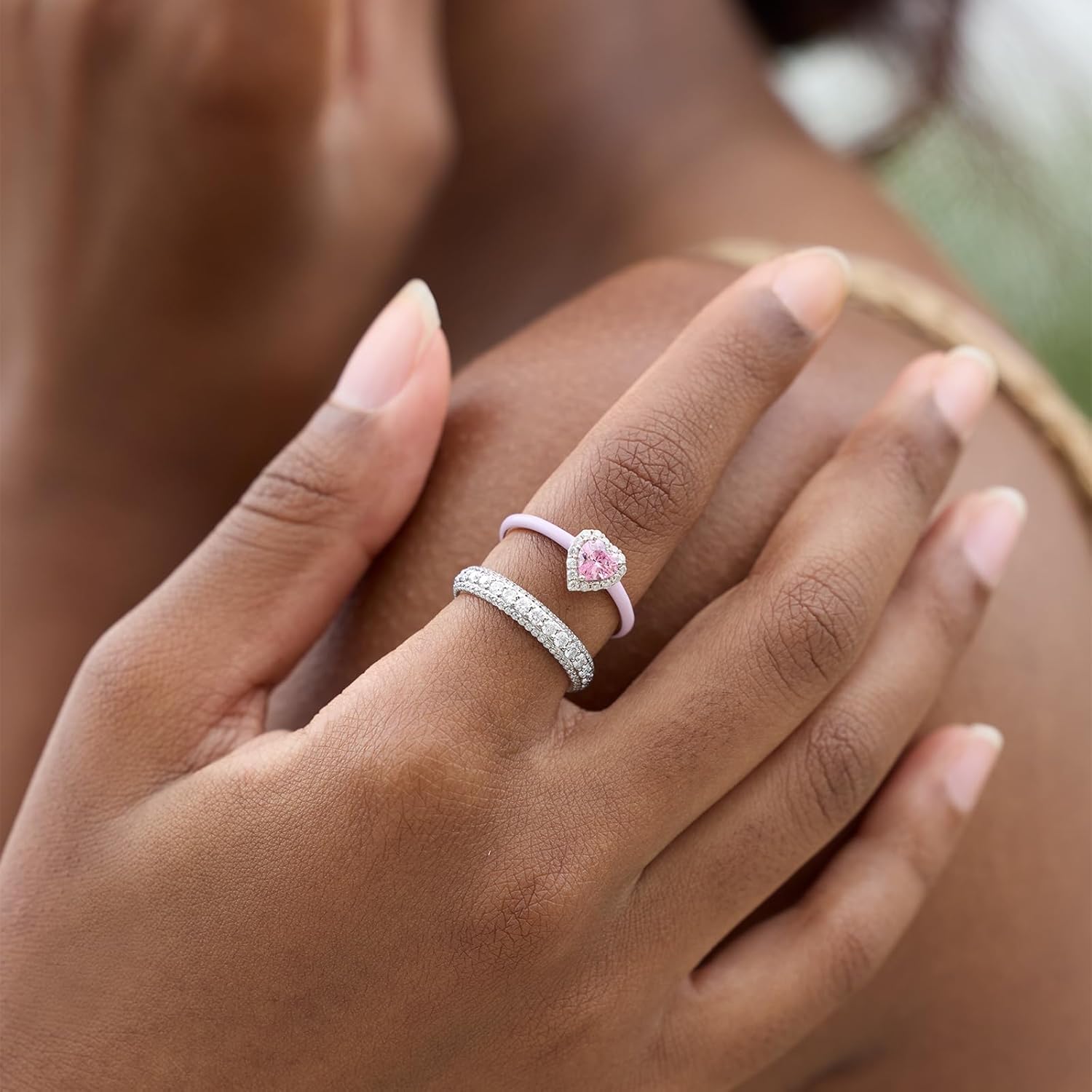 STORYJEWELLERY Heart Ring, 925 Sterling Silver Rings for Women, Pink Enamel Ring, Promise Rings for Her, Gifts for Women - Image 4