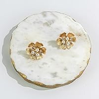 Vista 3 de Laura Ashley Joyas para mujer Pendientes florales de oro con flores grandes con cristal