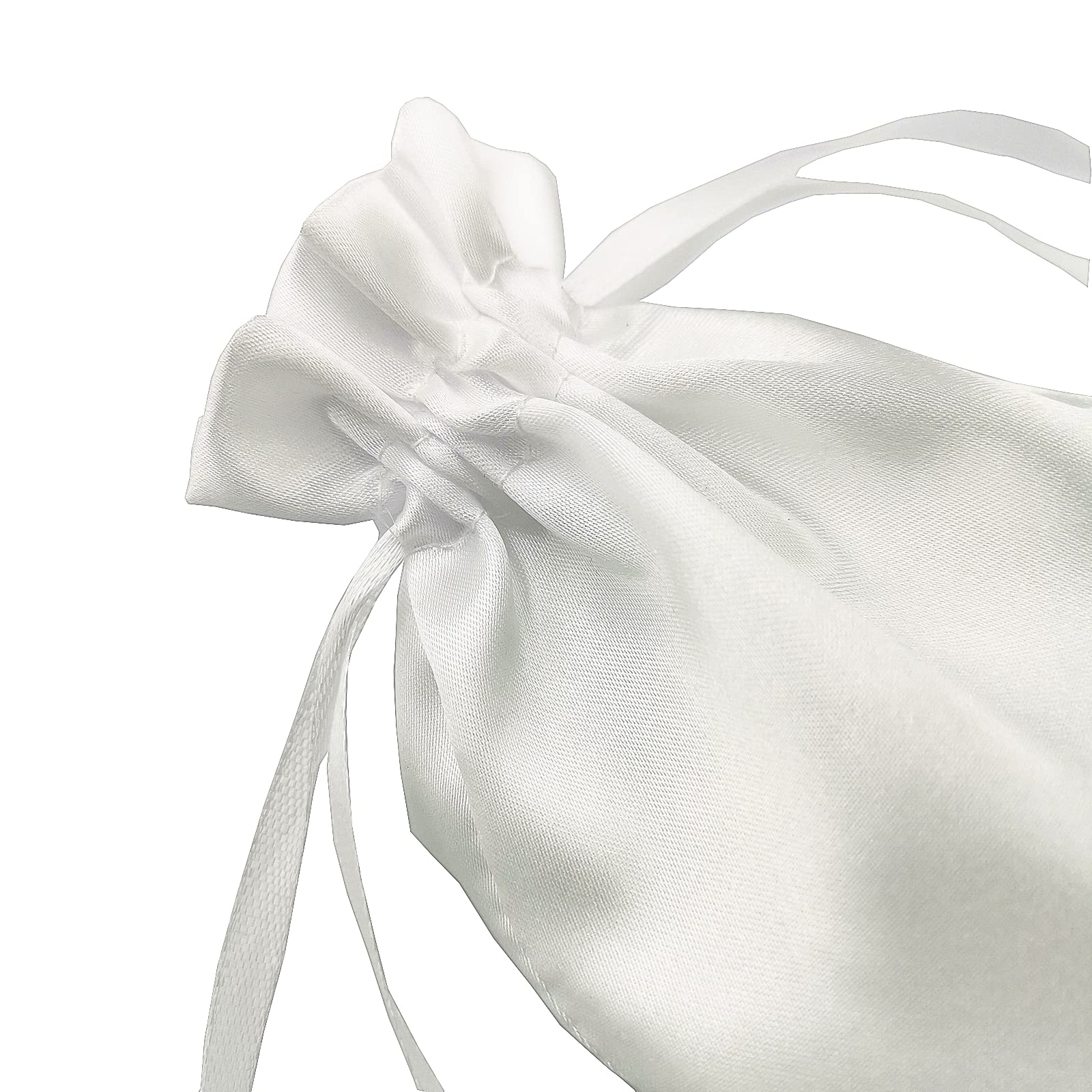 30 Pezzi Sacchetti Regalo Raso Bianco 12 cm x 20 cm,Borse per Gioielli Regalo di Matrimonio Borse con Coulisse Baby Doccia Sacchetti Regalo di Natale