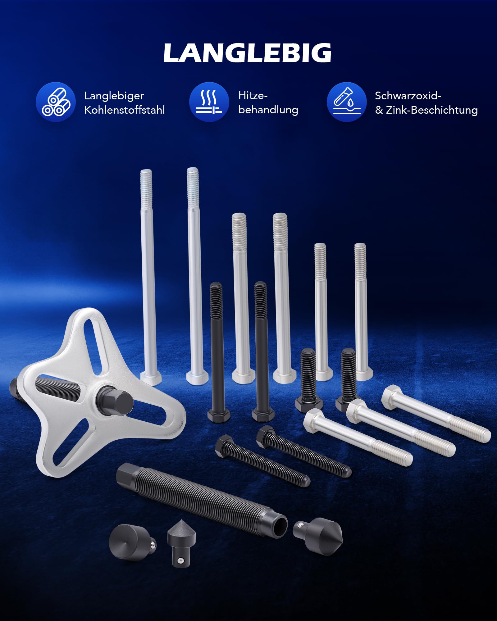 Orion Motor Tech Polradabzieher Set 49-teilig, Abzieher für Harmonie-Balancer, Lenkrad und Kurbelwellen-Riemenscheibe, Antriebswellen Ausdrücker Kit für PKW und SUV
