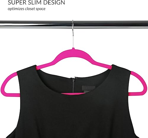 Miniatura 3 de Simplify Perchas delgadas de terciopelo Paquete de 100 Antideslizante Camisas Traje Pantalones Vestidos Prendas Almacenamiento y