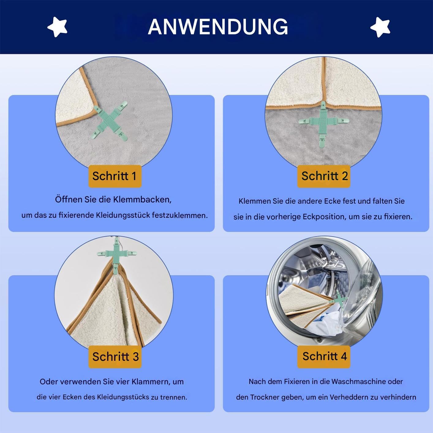Clips anti-enchevêtrement pour draps, accessoires de démêlage pour housses de couette, aide à la maison pour empêcher les enchevêtrements dans la machine à laver et le sèche-linge