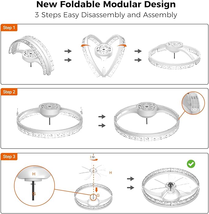 Ventilador de Techo con Luz LED Dimmable 6 Velocidades Contr miniatura 9