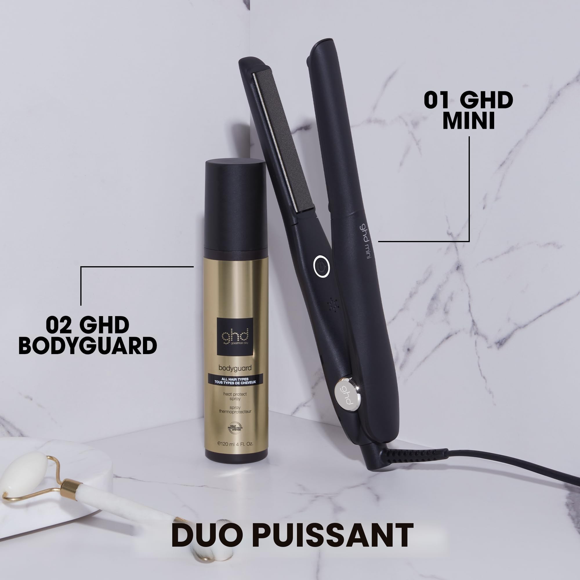 ghd - Lisseur cheveux ghd mini - Fer à lisser professionnel (Noir) - Plaques 40% plus fines - Cheveux 50% plus brillants, sans chaleur extrême, design premium - Idéal pour les cheveux courts/franges