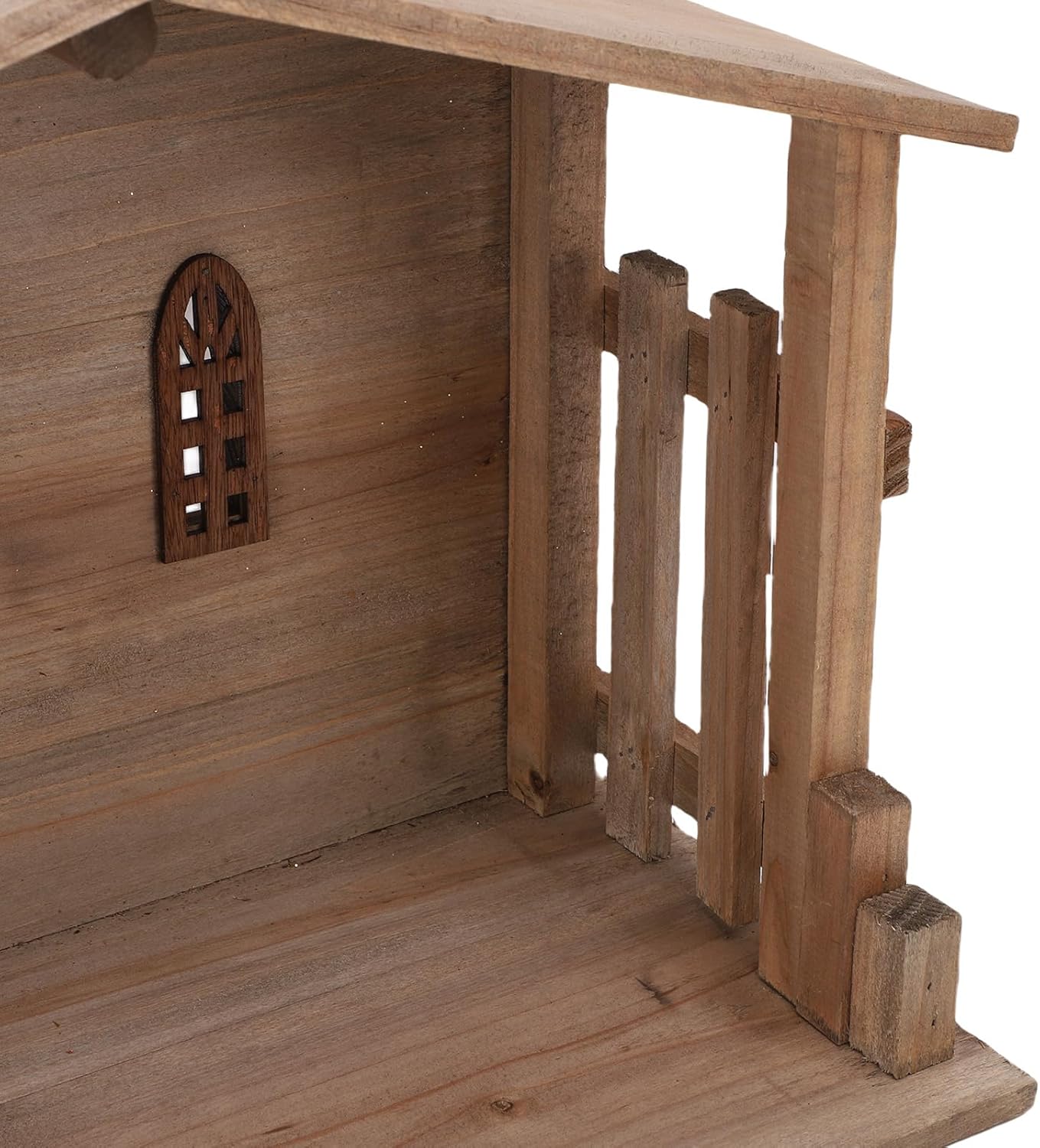 TARSHYRY Nativity Xmas Wooden Stable Decor: 16 x 11 Inch Christmas Wooden Manger Creche for 7 & 8 Inch Family Figures with Stable for DIY Holiday Kitchen Table Fireplace Farmhouse Xmas Decorations