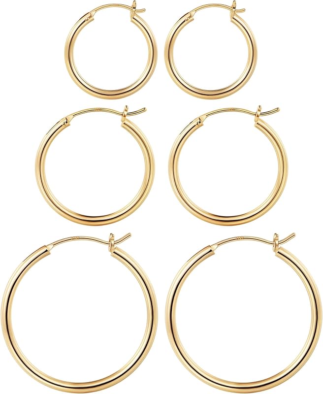 Hoop Earrings for Women, Hypoallergenic 14K Gold Plated Earrings