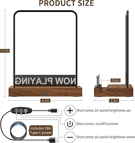 Miniatura 4 de Now Playing - Soporte para discos de vinilo, soporte iluminado para álbum, pantalla de discos de vinilo, soporte para reproductor de álbum con