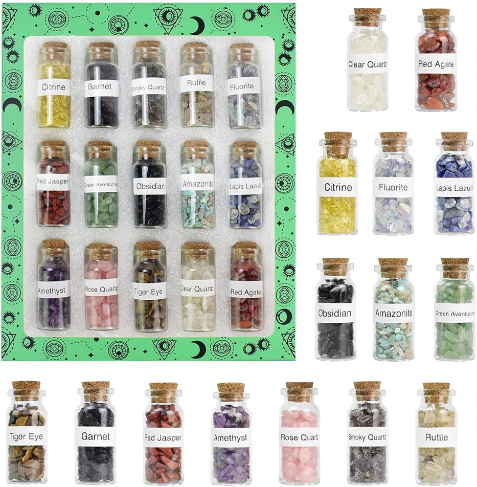 EnMart 9 PCS Bottiglie Di Pietre Preziose Di Cristallo Curativo, Bottiglia Dei Desideri Reiki, Guarigione, Meditazione, Rituale Di Bilanciamento Dei - Foto 4