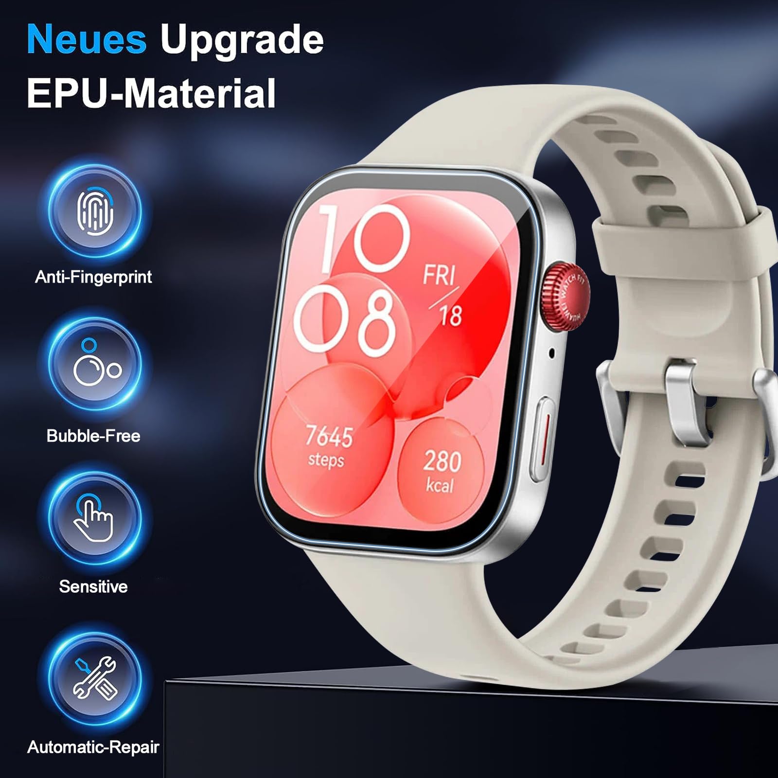 Protector de Pantalla para Huawei Watch Fit 3, Película de TPU Suave HD Transparente, 4 Pack