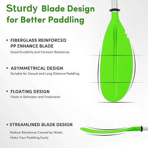 Miniatura 6 de Remo de kayak, 88 pulgadas, 4 piezas de remos para kayak, flotador de eje de aleación de aluminio resistente, ligero, desmontable, ajustable, para