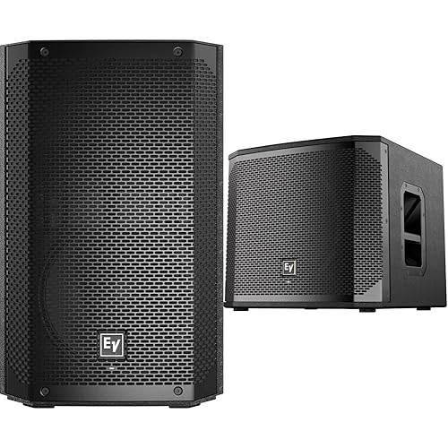 Electro Voice ELX200-10P 10" 1200W 2-Way Powered Loudspeaker (Black) and Electro-Voice ELX200-12SP 12" 1200W Powered Subwoofer (Black) Bundle