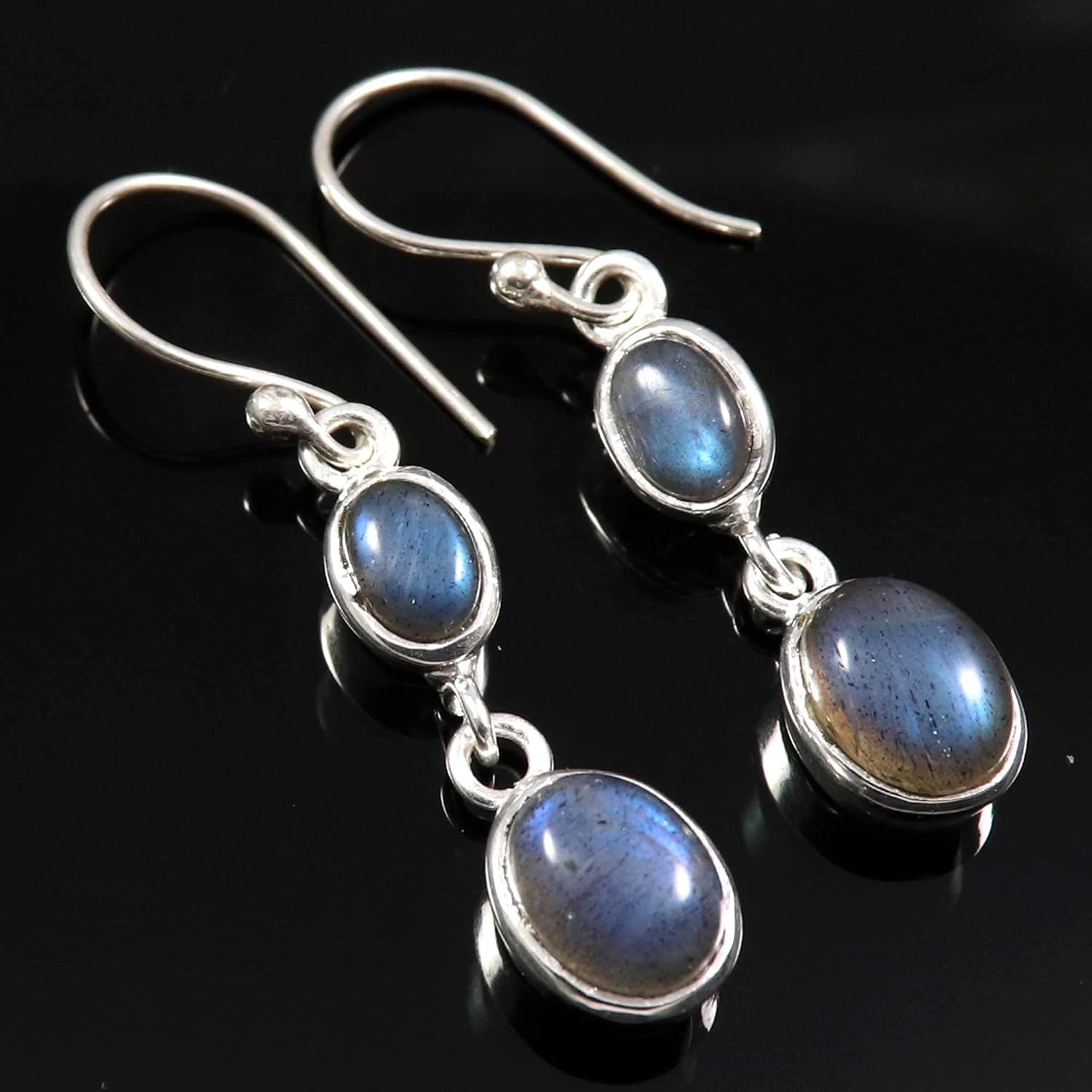Labradorite Gemstone 925 Sterling Silver Drop Dangle Earring Handmade Jewelry ISE67E