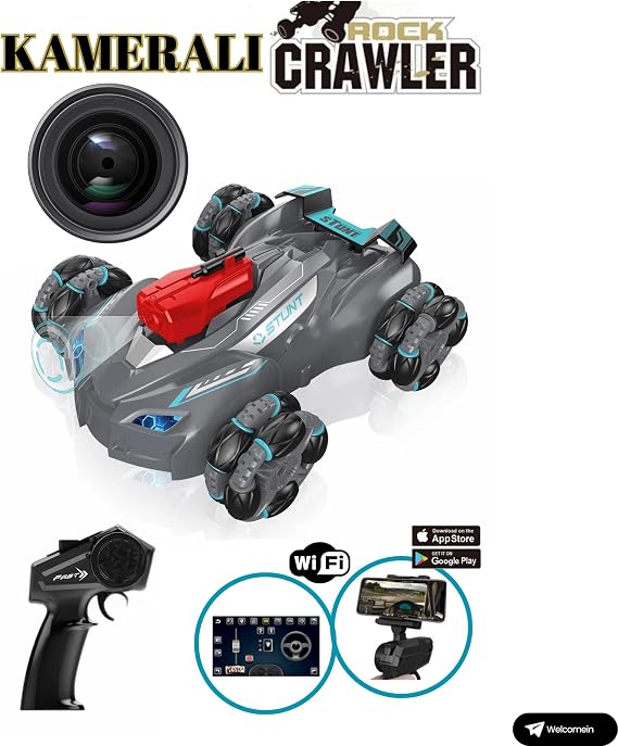 Toy 2.4GHz Full Function 1080P HD Camera with Remote Control Connectable to Phone 4x4 Acrobat Car (Grey)
