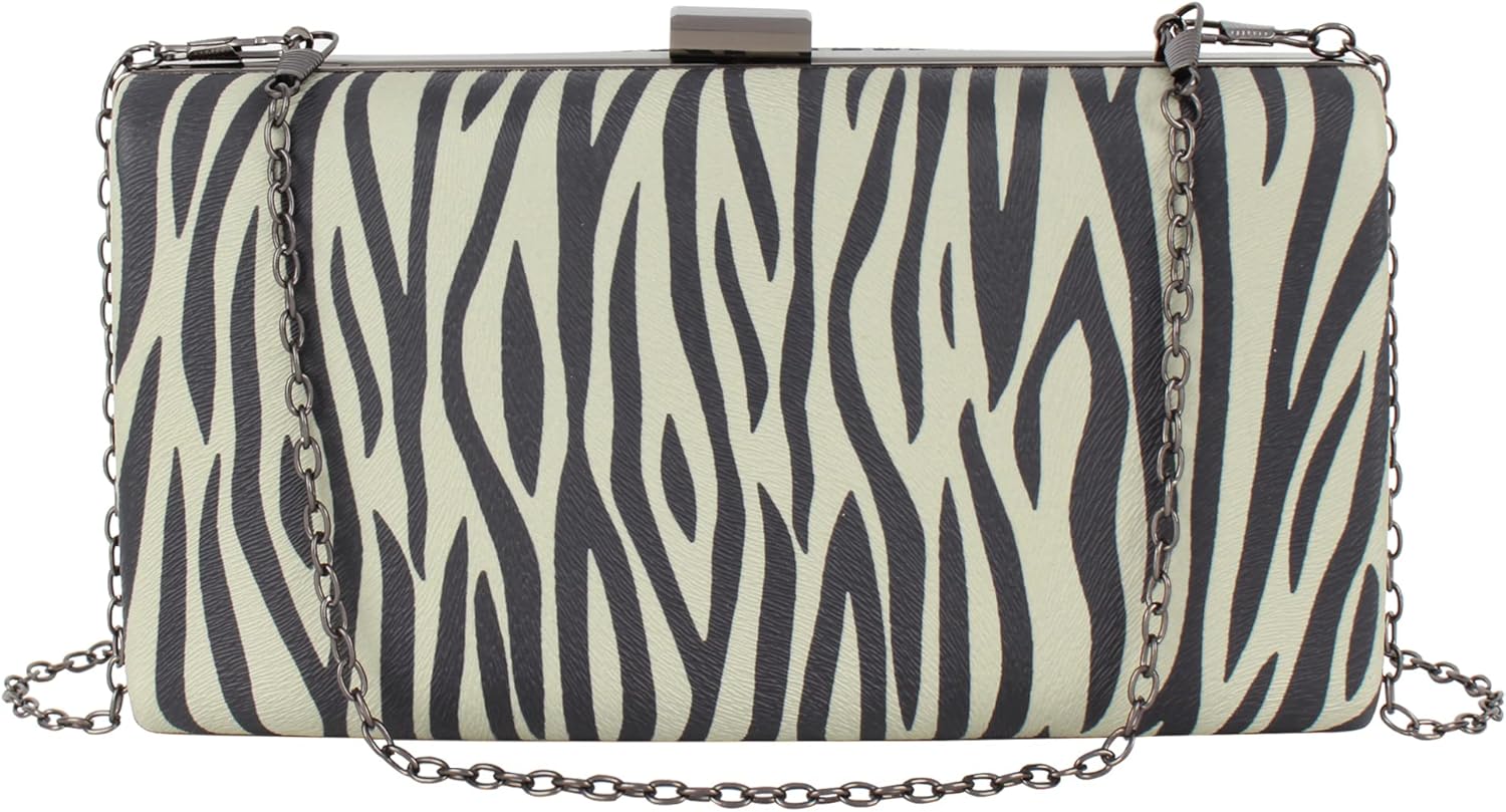 Zebra Print Clutch Purse for Women, Lightweight PU Leather Crossbody Bag with Adjustable Strap Phone Wallet Holder