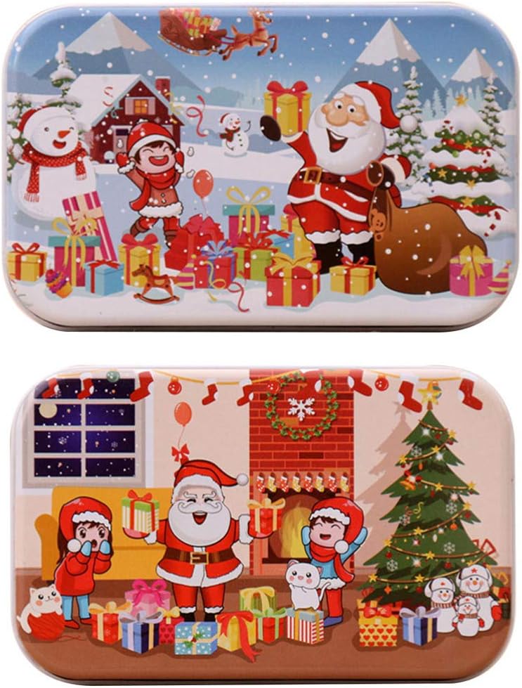 TomaiBaby 2pcs Wooden Christmas Jigsaw Puzzle Santa Claus Puzzles for Kids Xmas Wooden DIY Handmade Gift for Kids Children Educational Puzzle Toys