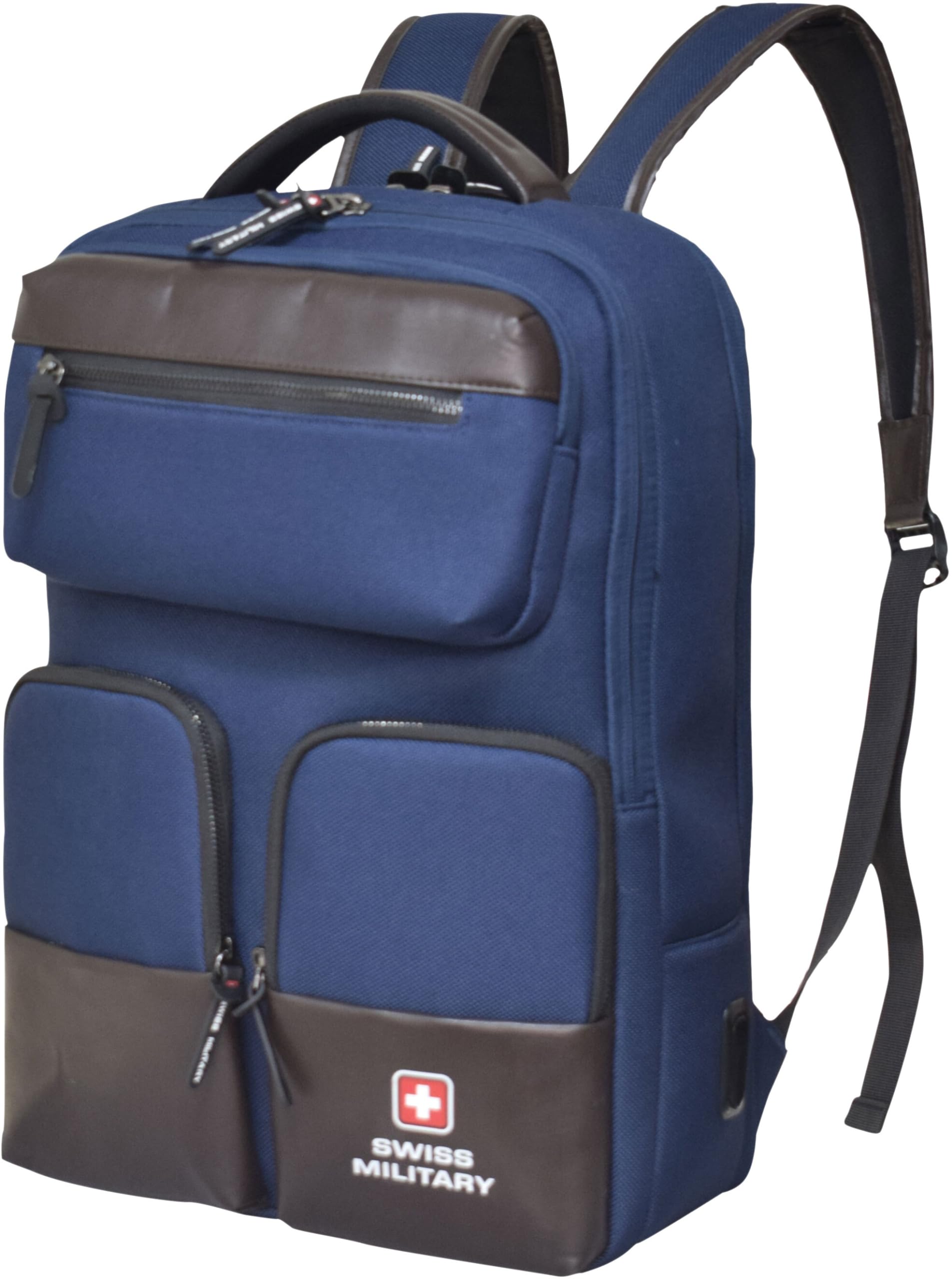 Laptop Backpack 21L with USB and Type C Charging Port, Luggage Trolley Strap, Travel Office College Backpack for Men Women, Compact Water Resistant Bag for Business and Daily Use