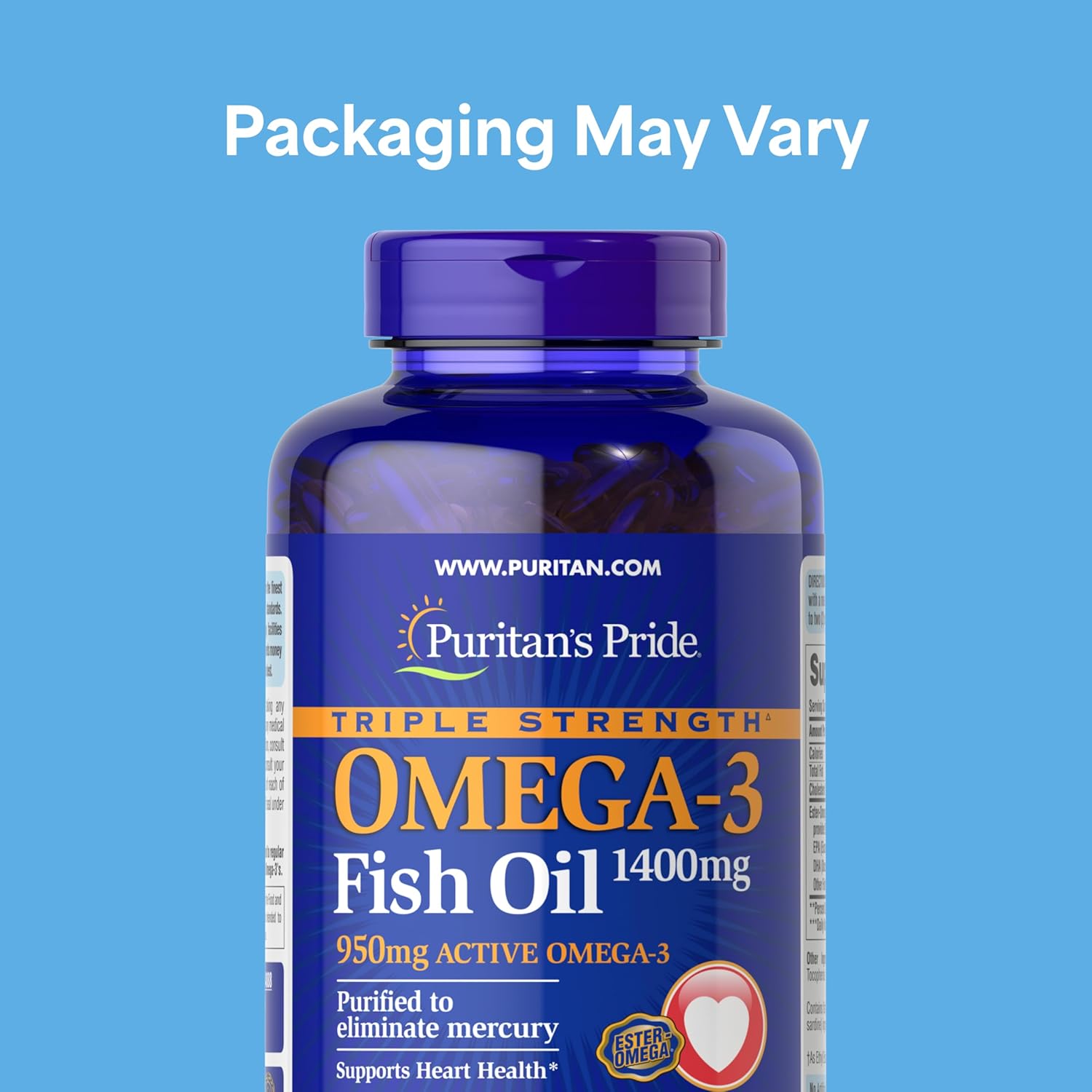 Puritan's Pride Triple Strength Omega-3 Fish Oil 1400mg, Active Omega-3 950mg, Dietary Supplement for Heart, Joint, and Cellular Health Support, 240 Rapid Release Softgels... 4 Puritan's Pride Triple Strength Omega-3 Fish Oil 1400mg, Active Omega-3 950mg, Dietary Supplement for Heart, Joint, and Cellular Health Support, 240 Rapid Release Softgels... - Image 2