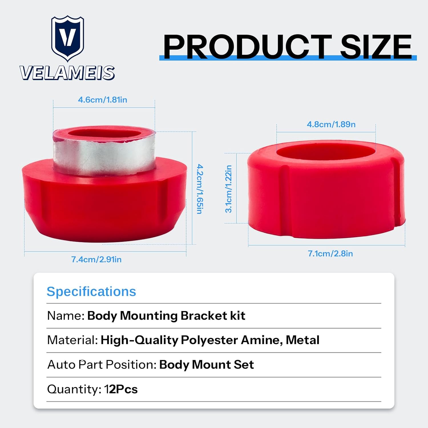 7-108 Body and Cab Mount Bushing Kit Compatible with Chevy C/R10/20K/V10/20/30 1500/2500 2WD/4WD 1981-1987 Fit for GMC C/R1500/2500K/V1500/2500/3500 Polyurethane Body Cab Mounts Red 1981-1987
