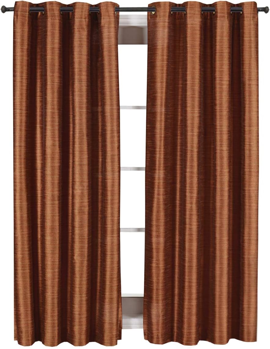 Royal Tradition Geneva 52-Inch Wide x 108-Inch Long, Single Grommet Top Blackout Curtain Panel, Rust