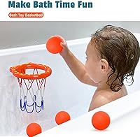 Vista 5 de Juguetes de baño – Aro de baloncesto para bañera para niños pequeños, niños y niñas 4 bolas sin agujero y ventosas fuertes Divertido juguete