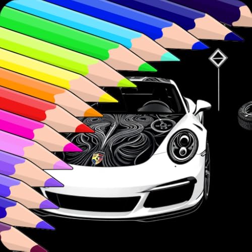 Porsche Coloring Book: Sports Car Drawing & Paint Game | Luxury Art Pages
