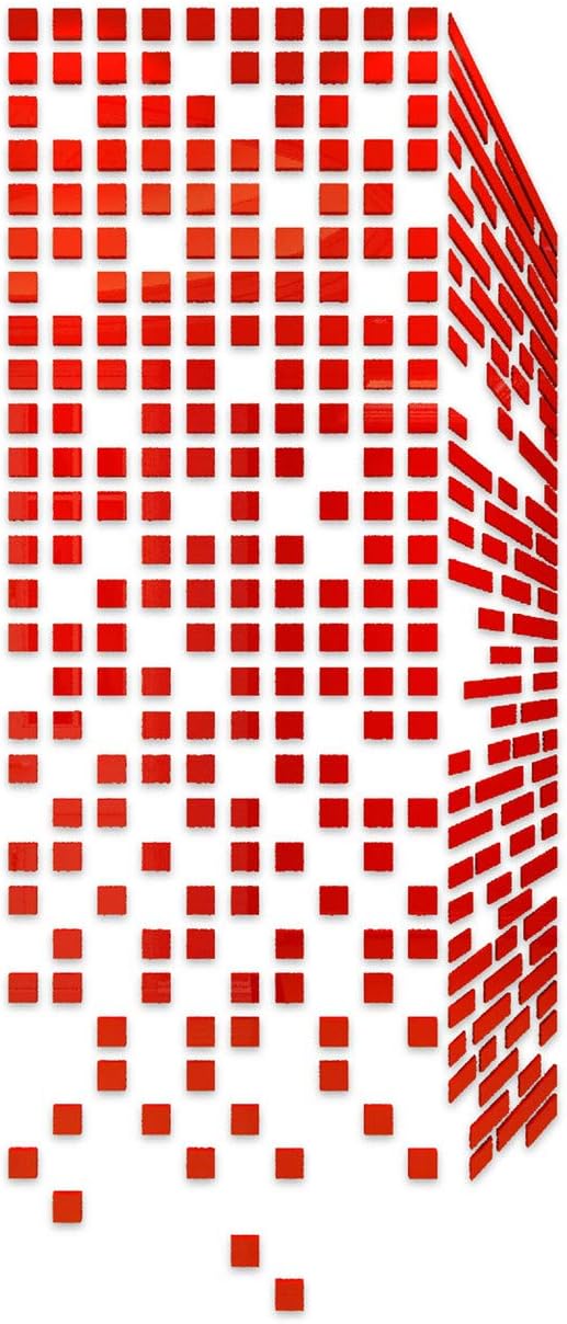 Visual Effect Cubes 3D Acrylic Art Wall Sticker Vinyl Decal Living Room Study Room Office Classroom Party Decoration DIY Home Decor [Crystal Red-Cubes, Cubes:Medium (21.5x51.2inch)]
